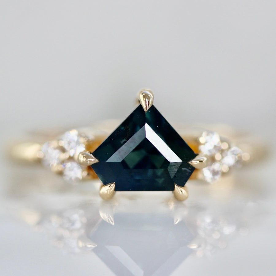 Thalassa Dark Teal Shield Cut Sapphire Ring