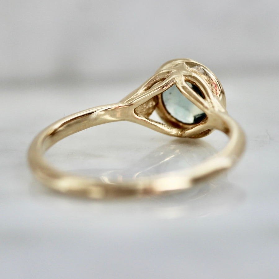 Thalia Teal-Yellow Round Rose Cut Parti Sapphire Ring