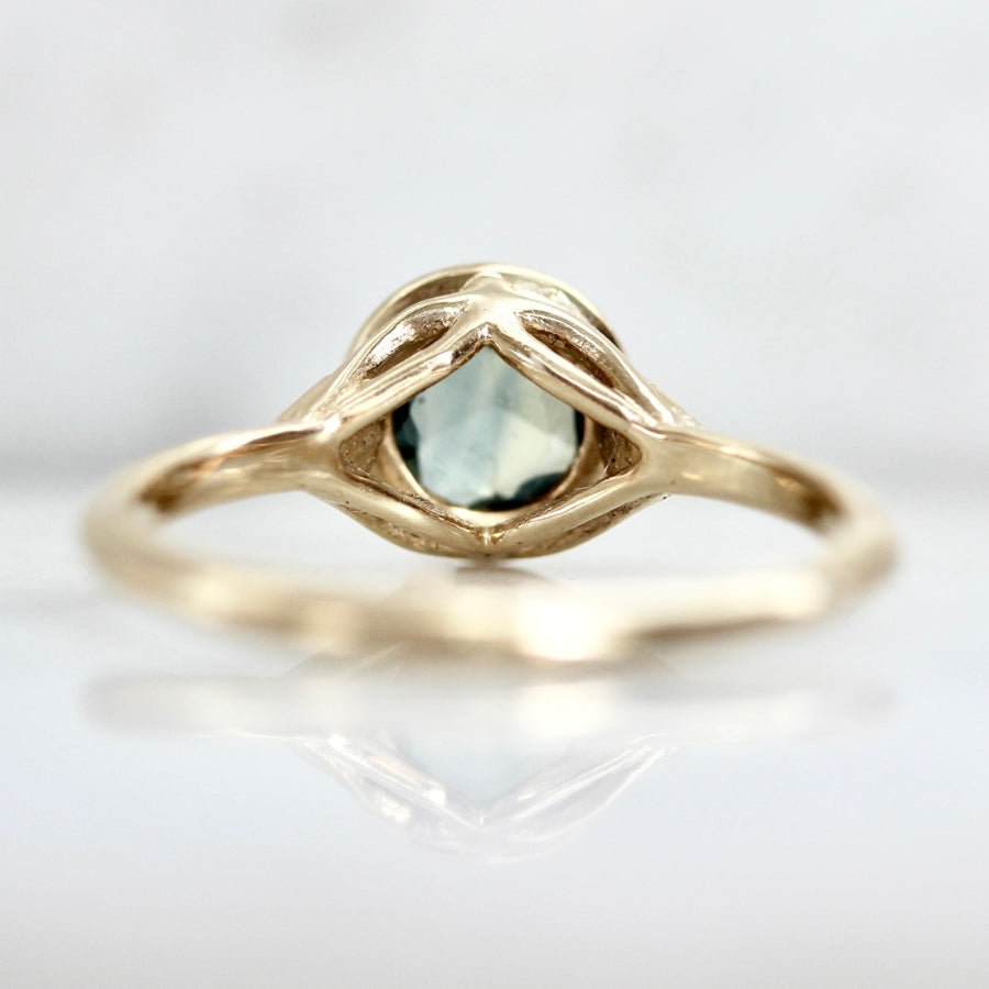 
            Thalia Teal-Yellow Round Rose Cut Parti Sapphire Ring