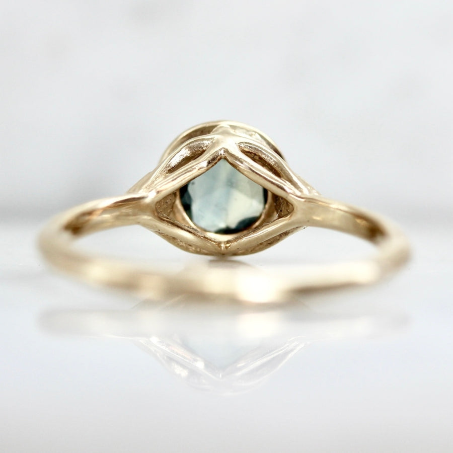 Thalia Teal-Yellow Round Rose Cut Parti Sapphire Ring