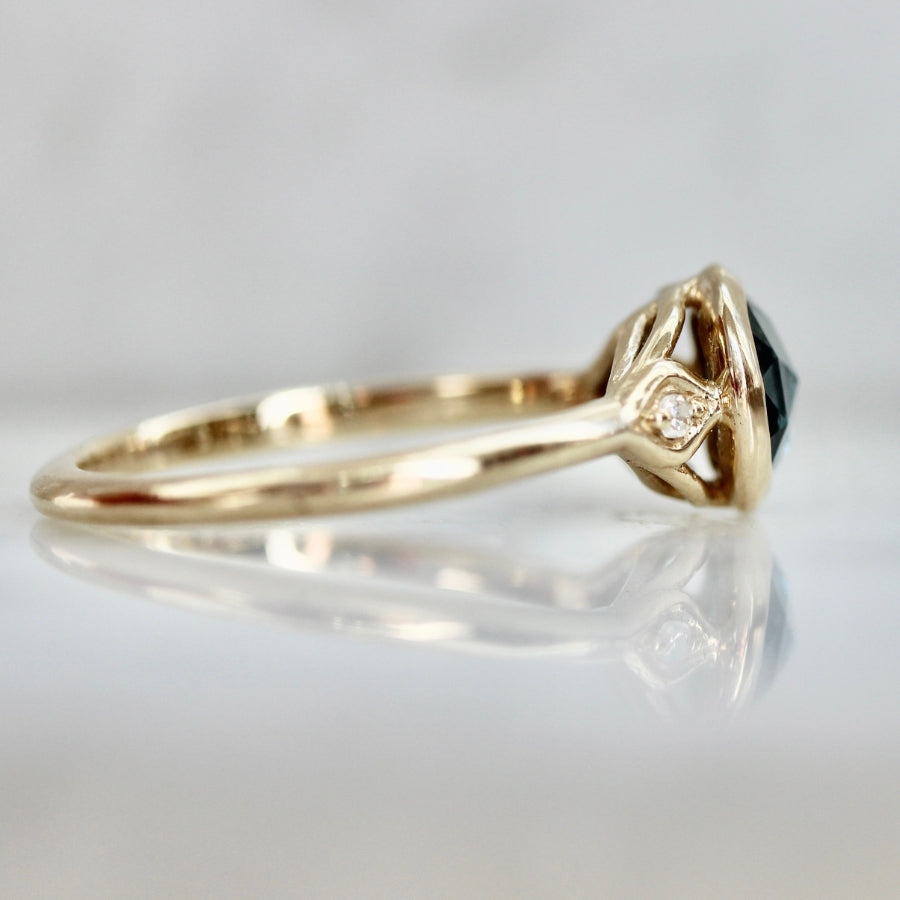 Thalia Teal-Yellow Round Rose Cut Parti Sapphire Ring