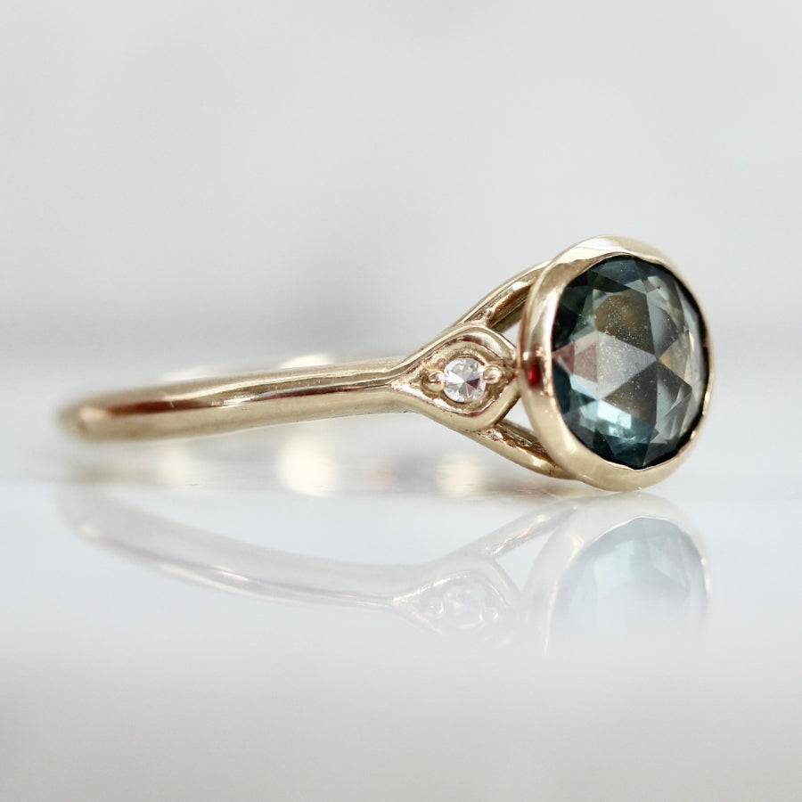 Thalia Teal-Yellow Round Rose Cut Parti Sapphire Ring