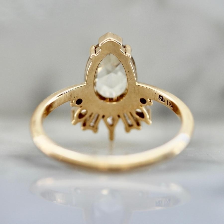 Tiramisu Champagne Pear Rose Cut Diamond Ring