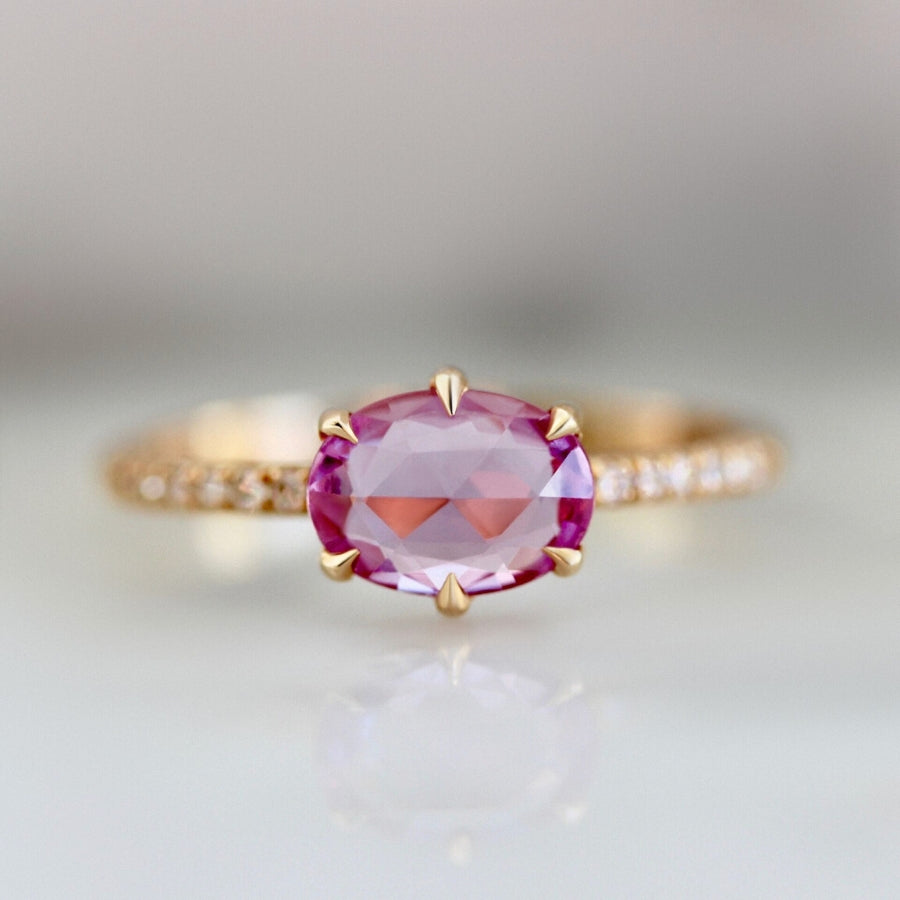 Hot Pink Tourmaline Cabochon Ring - Gem