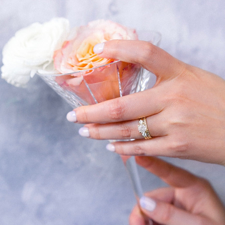 Sophie Icey Diamond Three Stone Ring in Yellow Gold