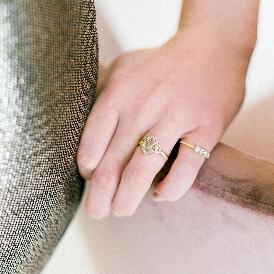 Delilah Curvy Rose Cut Diamond Ring