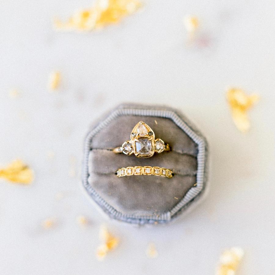 Bali Babe Ice Salt & Pepper Cushion Cut Diamond Ring