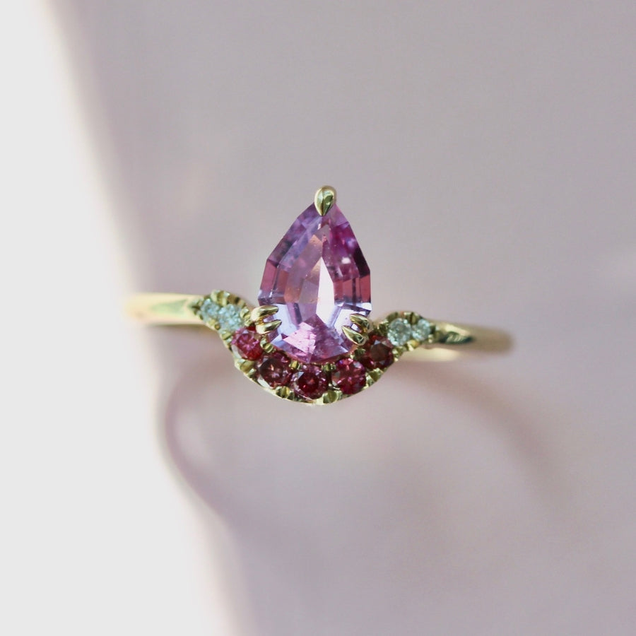 Valley Girl Pink Geo Pear Cut Sapphire Ring