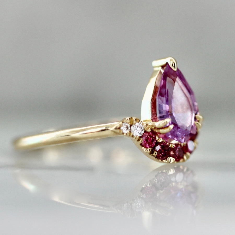 Valley Girl Pink Geo Pear Cut Sapphire Ring