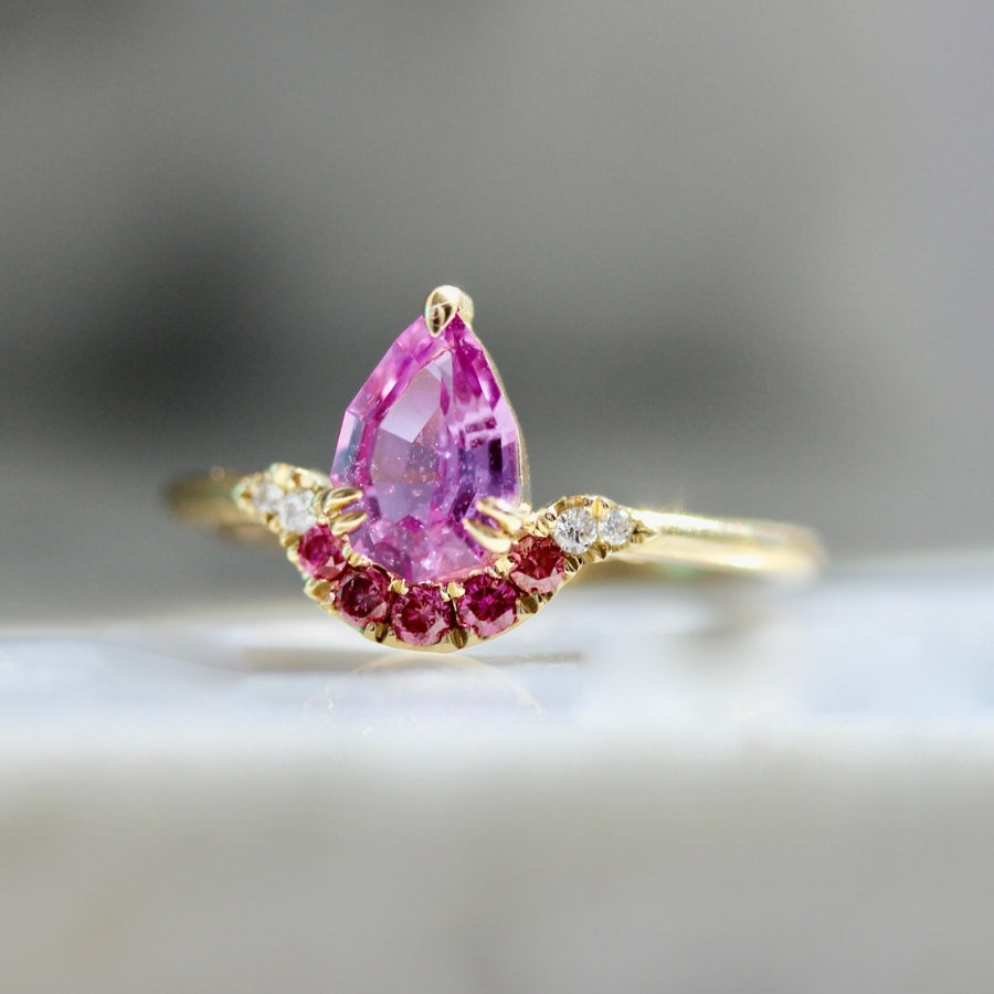 Valley Girl Pink Geo Pear Cut Sapphire Ring
