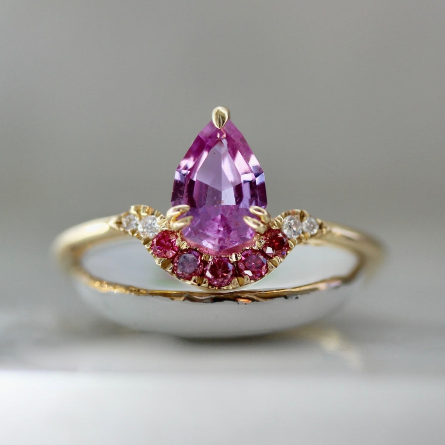 Valley Girl Pink Geo Pear Cut Sapphire Ring