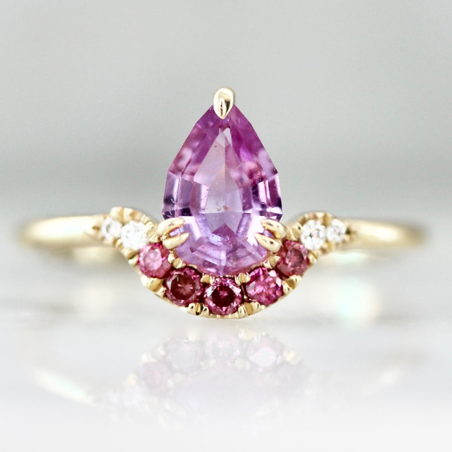 Valley Girl Pink Geo Pear Cut Sapphire Ring