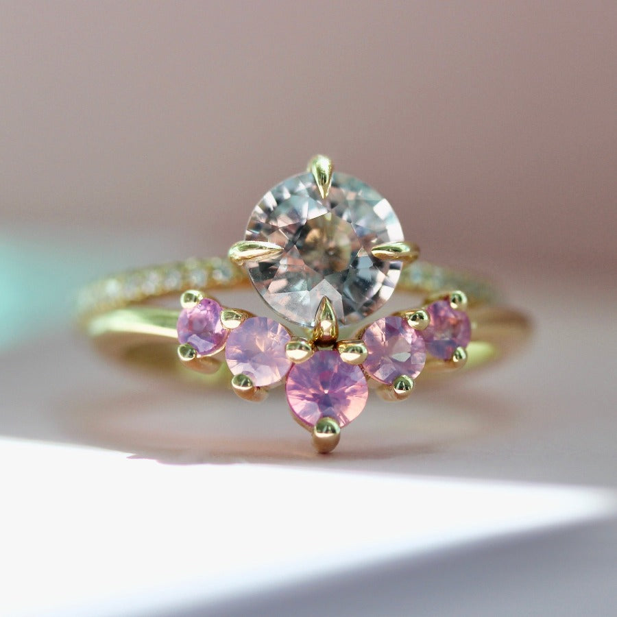 V pink sapphire band