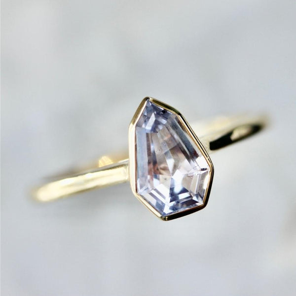 Violet Shield Cut Sapphire Ring