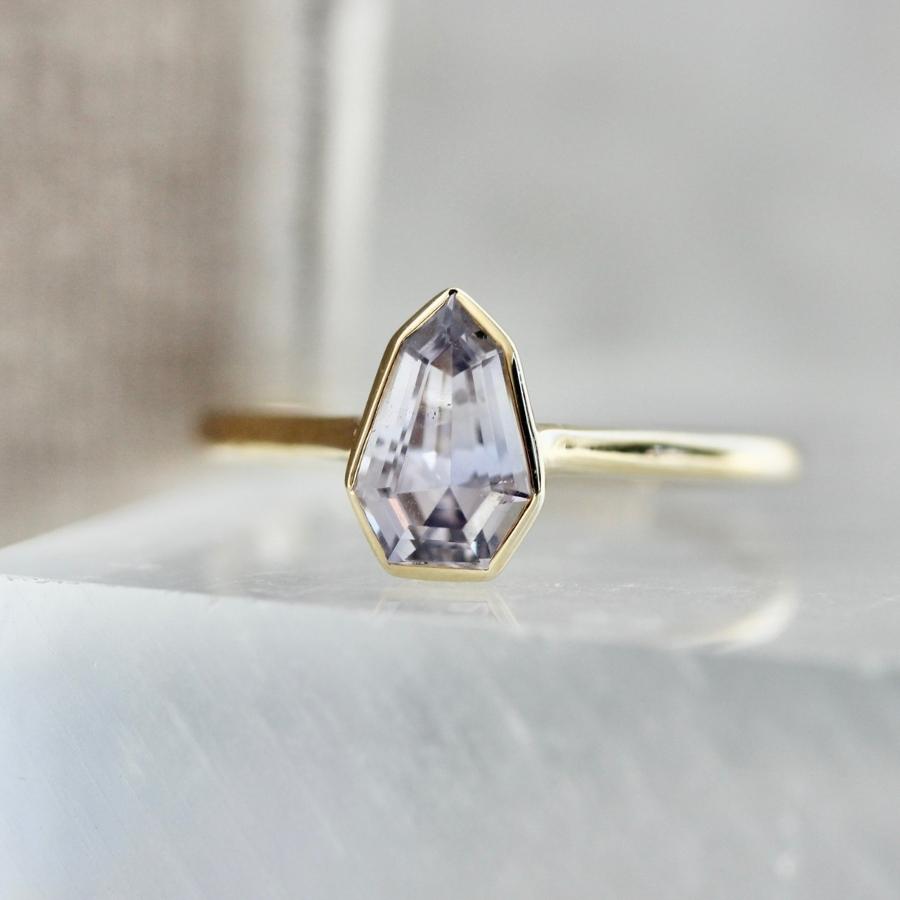 Violet Shield Cut Sapphire Ring