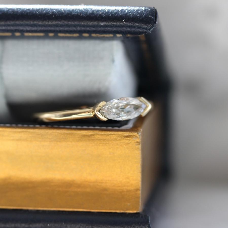 White Moval Cut Diamond Ring