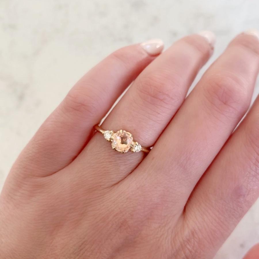 Aimee Kennedy Ring Current Ring Size 6.75 Everlasting Peach Sapphire & Diamond Ring