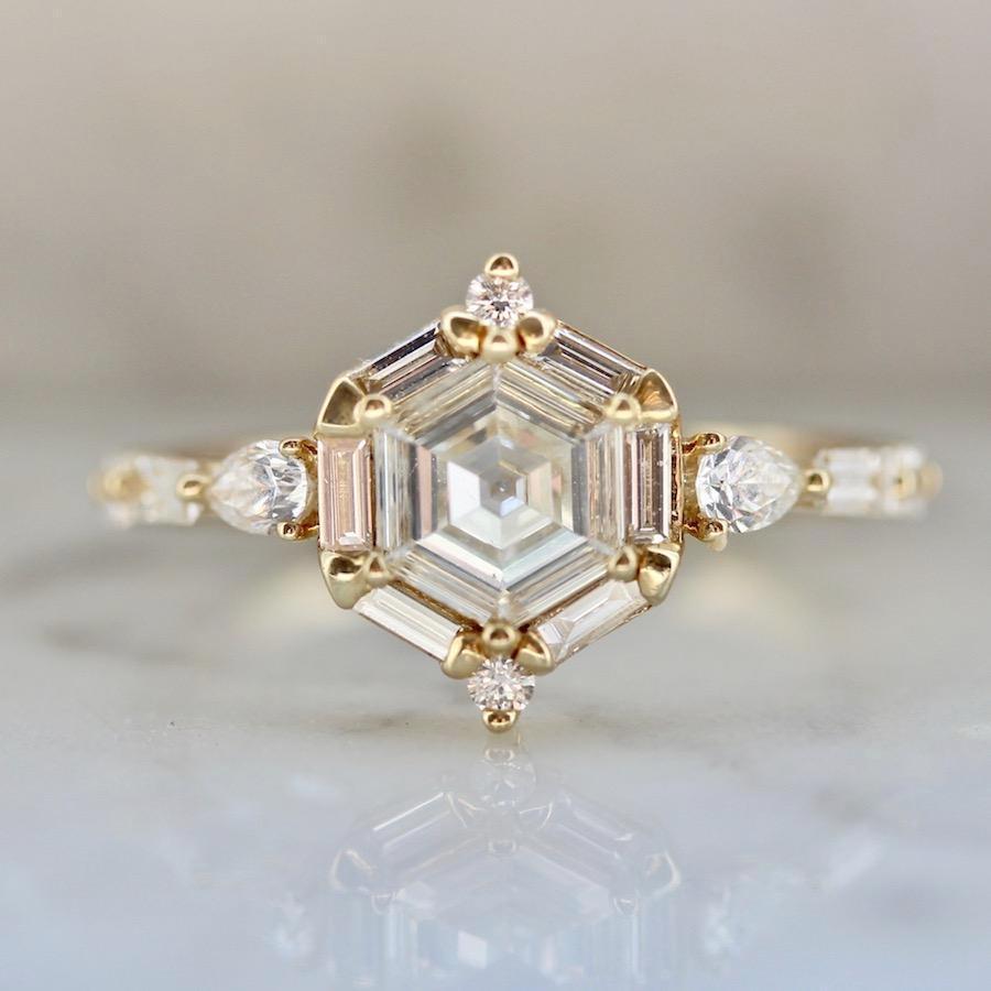 Hexagon cut diamond ring Outlet