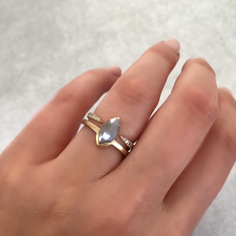 Juno | Oval Grey Moissanite Ring (1.92ctw) | Kristin Coffin Jewelry