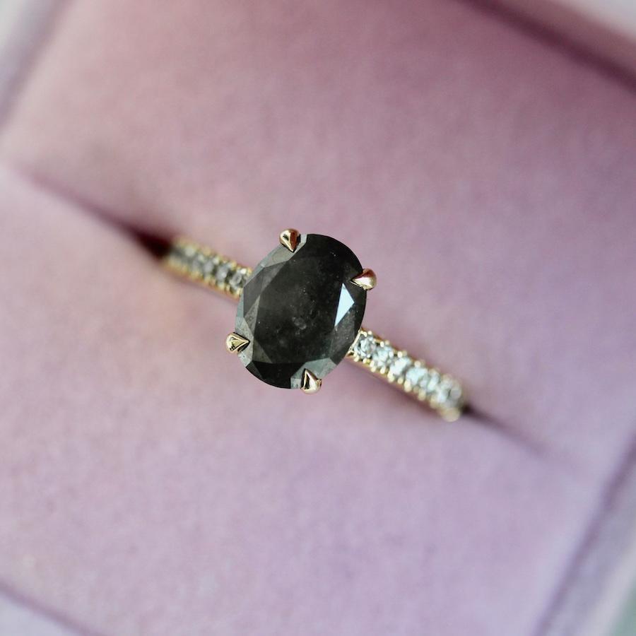 
            Cora Grey Oval Cut Diamond Ring