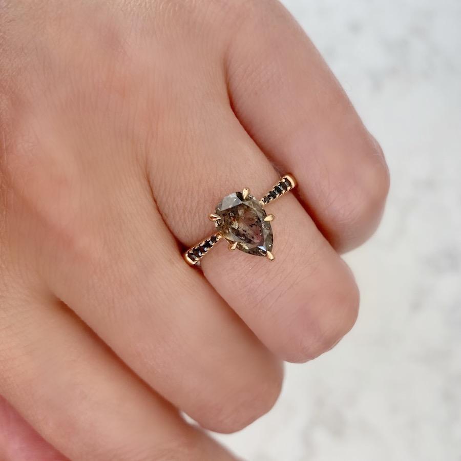 Attic Gold Ring Dreamland Champagne Pear Cut Diamond Ring