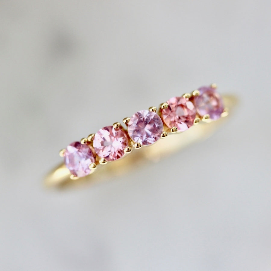 Blossom Pink Round Brilliant Cut Sapphire & Spinel Band