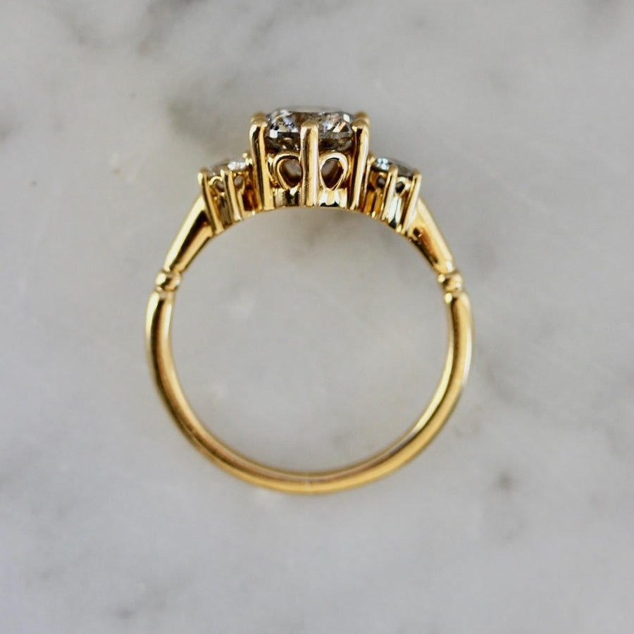 Dolce Salt & Pepper Round Brilliant Cut Diamond Trilogy Ring