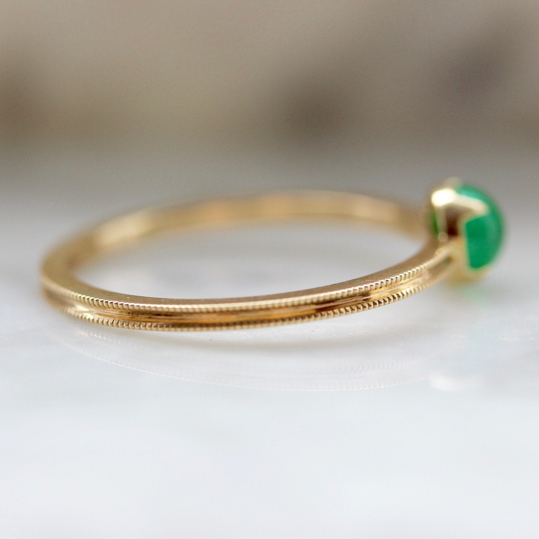 Elliot Gaskin Ring Current Ring Size 6.75 Chante Green Emerald Cabochon Ring