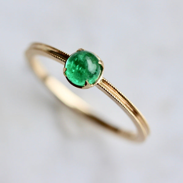 Elliot Gaskin Ring Current Ring Size 6.75 Chante Green Emerald Cabochon Ring