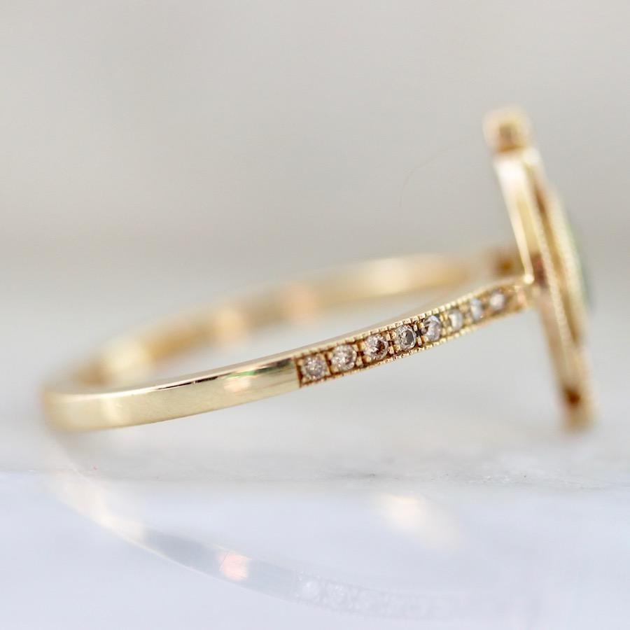 Emily Gill Ring Current Ring Size 7 Maggie Cushion Cut Green Sapphire &  Diamond Ring