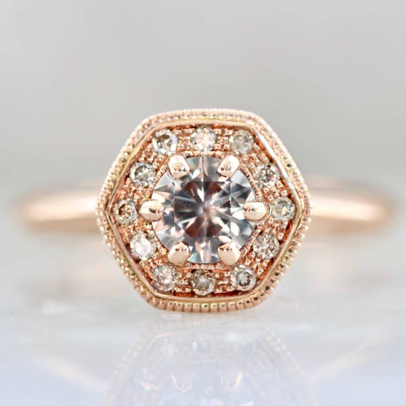 Emily Gill Ring Hattie Honeycomb Peach Sapphire & Rose Gold Ring