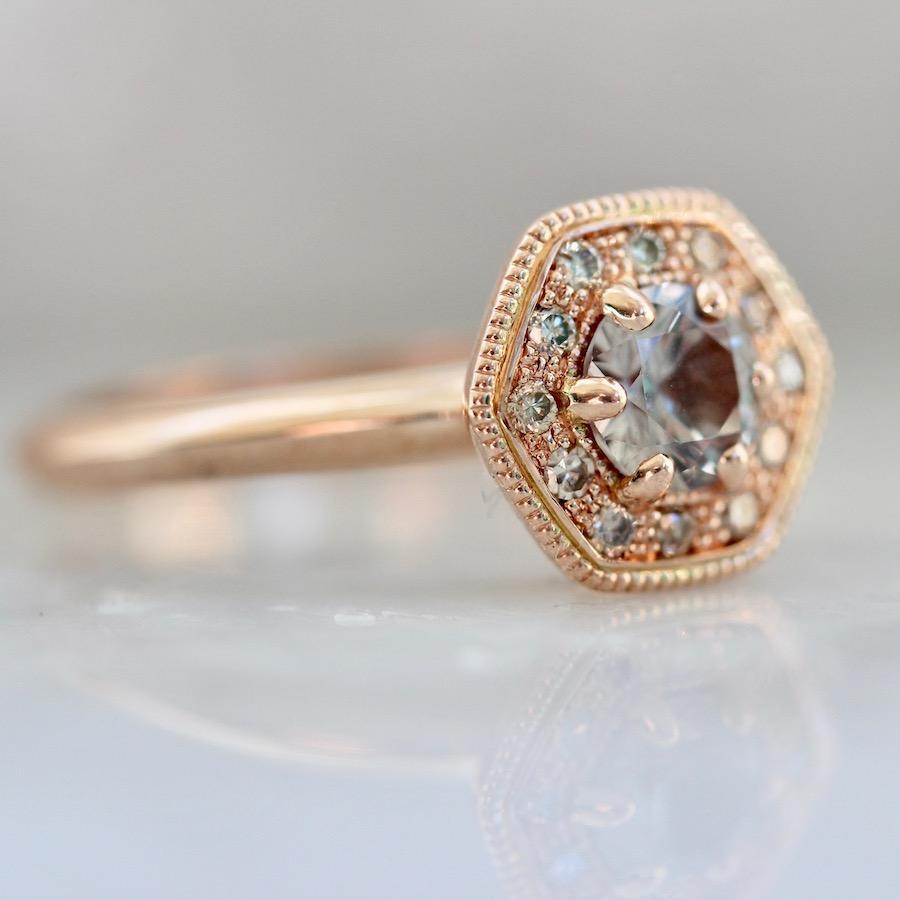 Emily Gill Ring Hattie Honeycomb Peach Sapphire & Rose Gold Ring
