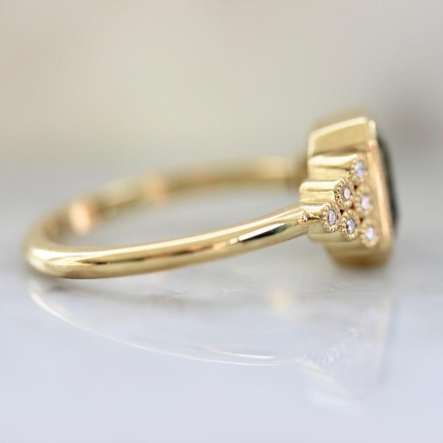 Emily Gill Ring Yves Green Sapphire & Diamond Ring in Yellow Gold