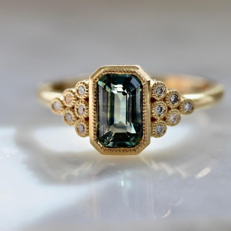 
            Emily Gill Ring Yves Green Sapphire &amp; Diamond Ring in Yellow Gold