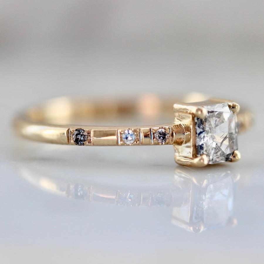 Foe And Dear Ring Axis Radiant Salt and Pepper Diamond Ring