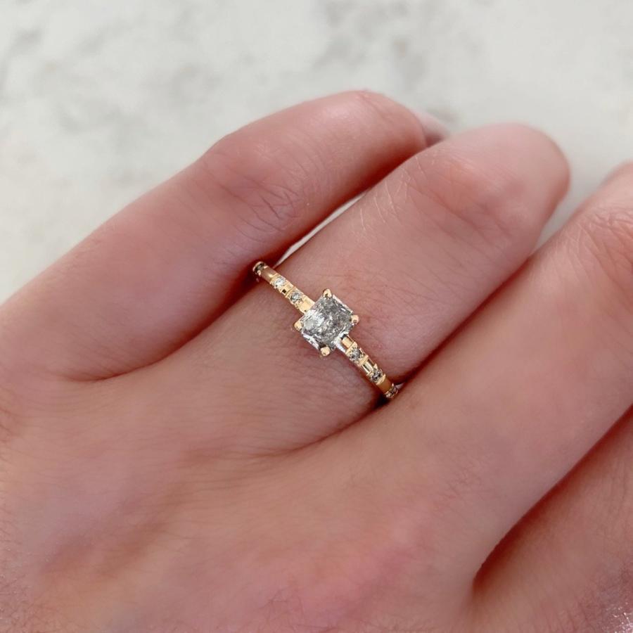 Foe And Dear Ring Axis Radiant Salt and Pepper Diamond Ring