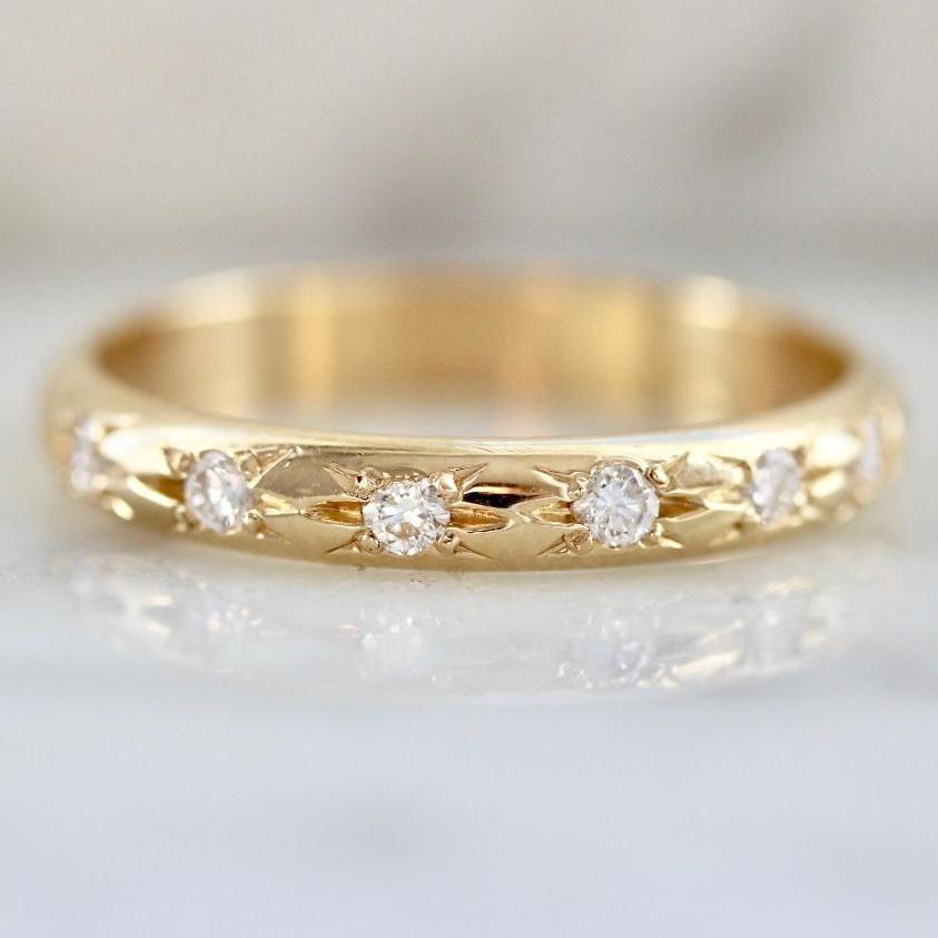 Foe And Dear Ring Galaxy Wide Diamond Gold Ring