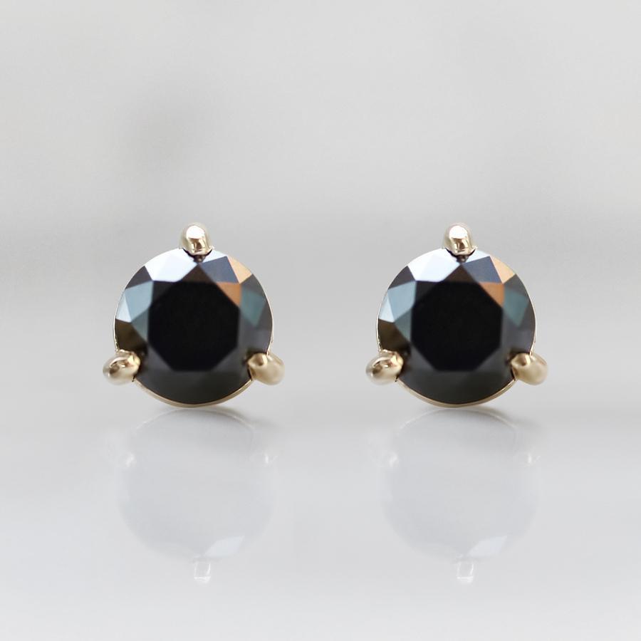 Gem Breakfast Bespoke Earrings 1.52 Carats Total Round Cut Black Diamond Earrings