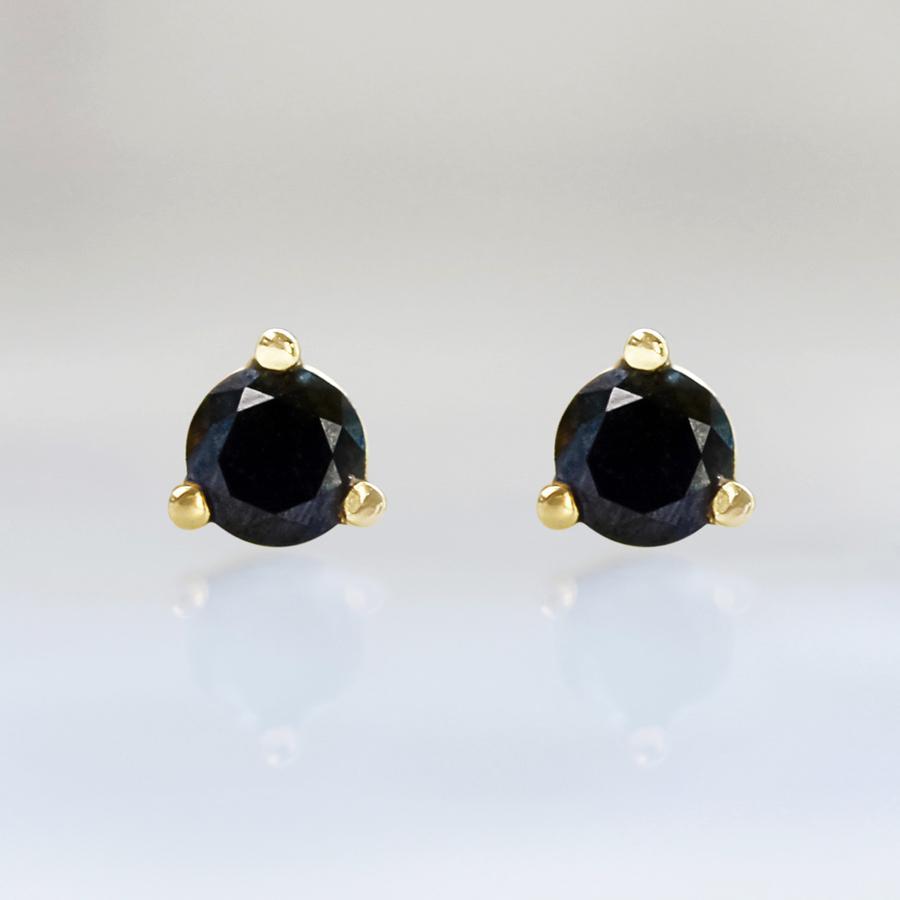 Gem Breakfast Bespoke Earrings .22 Carats Total Round Cut Black Diamond Earrings