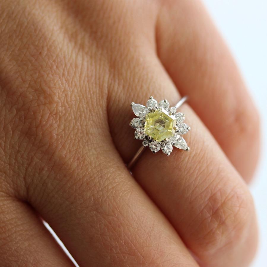 Gem Breakfast Bespoke Ring Asteri Yellow Hexagon Diamond Ring