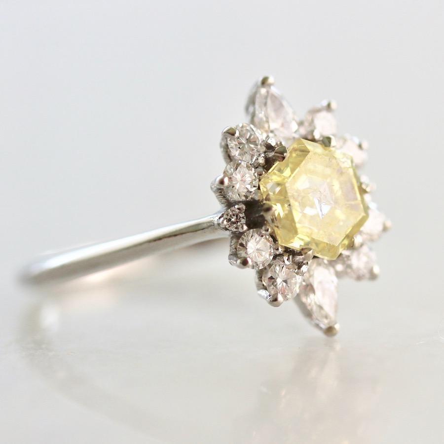 Gem Breakfast Bespoke Ring Asteri Yellow Hexagon Diamond Ring