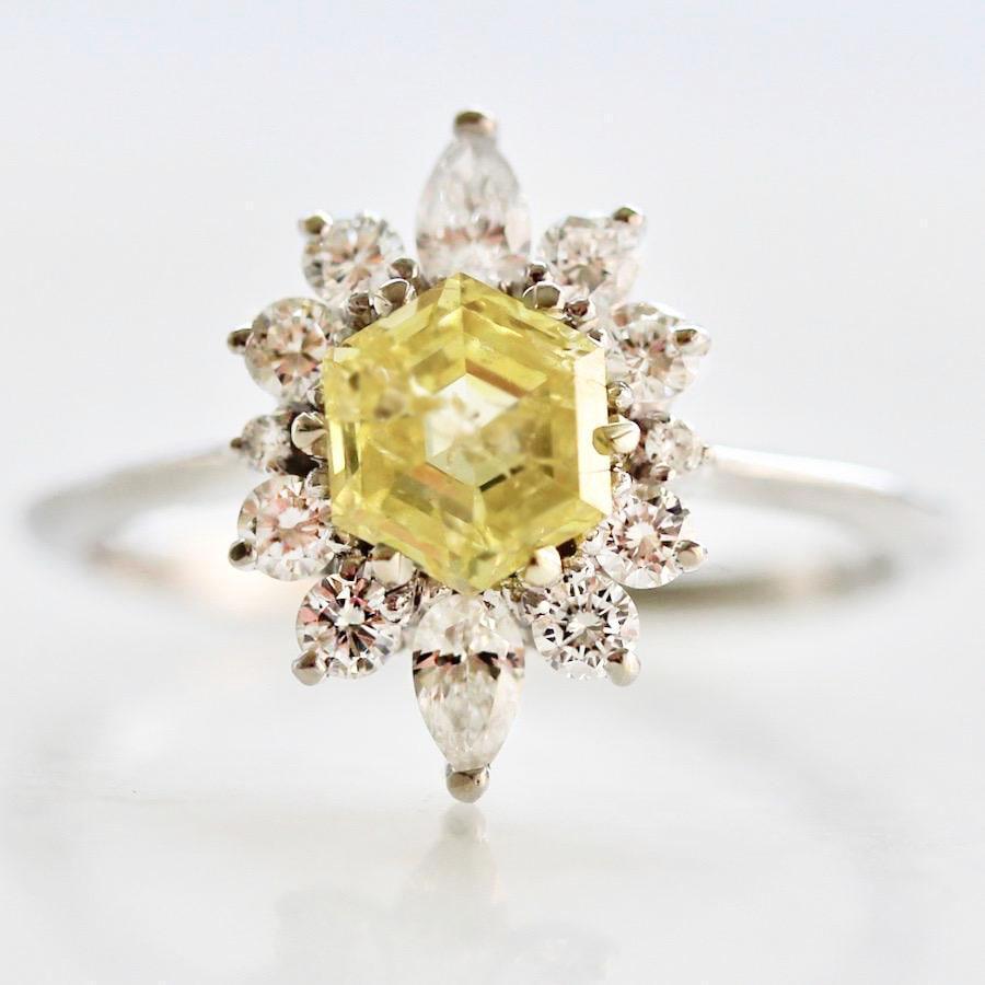 Gem Breakfast Bespoke Ring Asteri Yellow Hexagon Diamond Ring