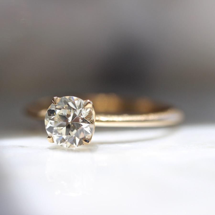 Gem Breakfast Bespoke Ring Bella Old European Cut Diamond Ring in Peach Gold