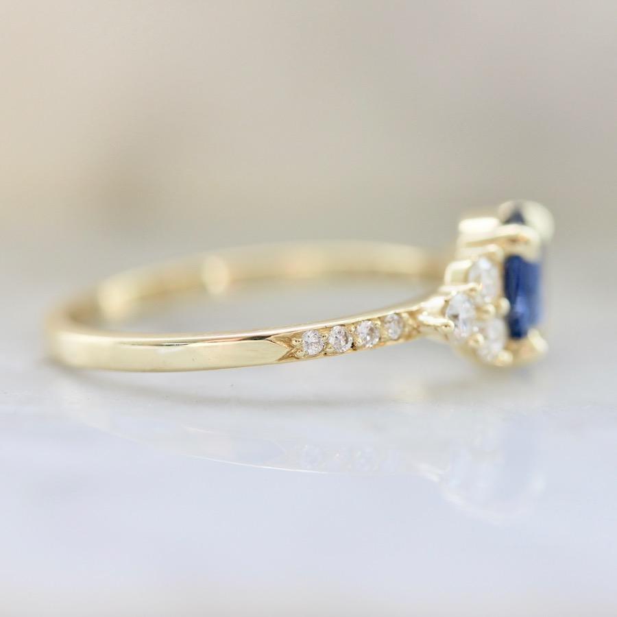 
            Gem Breakfast Bespoke Ring Blue Spritz Rose Cut Blue Sapphire &amp; Diamond Ring