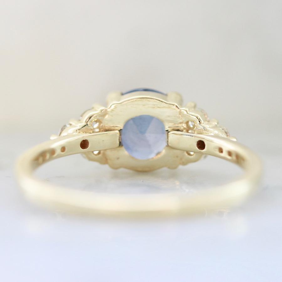 Gem Breakfast Bespoke Ring Blue Spritz Rose Cut Blue Sapphire & Diamond Ring
