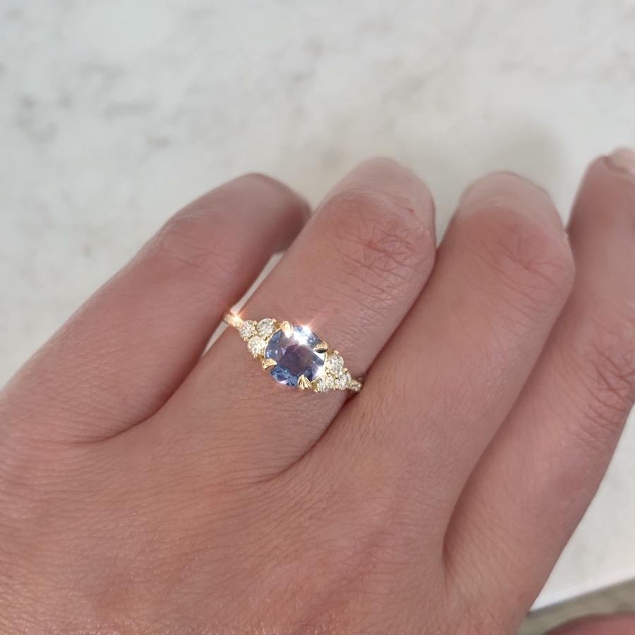 Gem Breakfast Bespoke Ring Blue Spritz Rose Cut Blue Sapphire & Diamond Ring