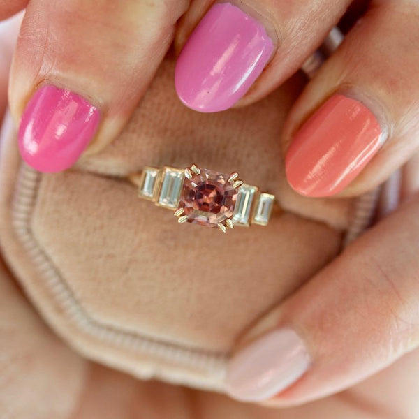 Gem Breakfast Bespoke Ring Cassidy Asscher Cut Morganite & Diamond Ring