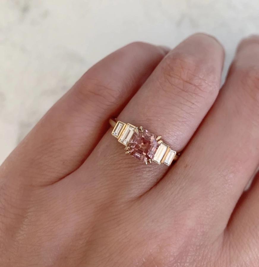 Gem Breakfast Bespoke Ring Cassidy Asscher Cut Morganite & Diamond Ring