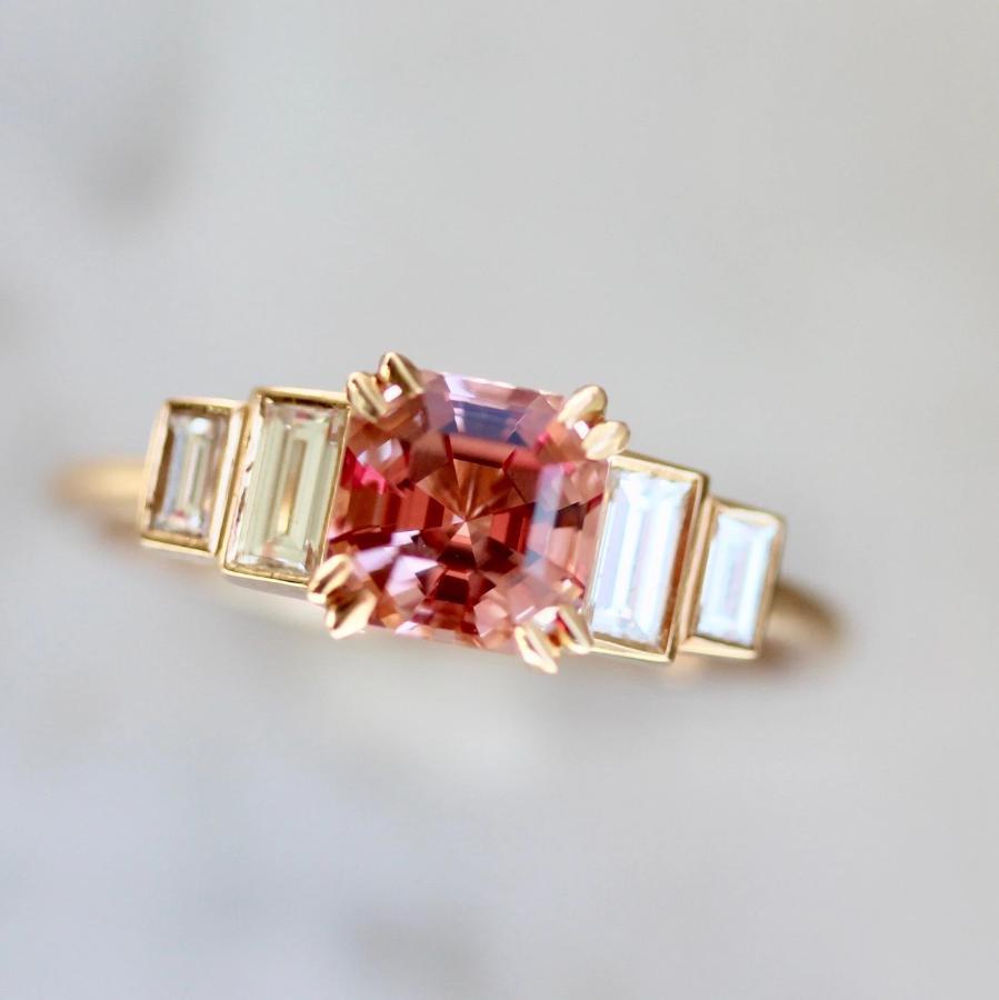 Gem Breakfast Bespoke Ring Cassidy Asscher Cut Morganite & Diamond Ring