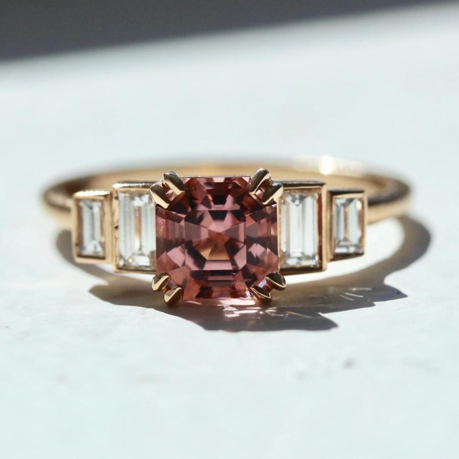 Gem Breakfast Bespoke Ring Cassidy Asscher Cut Morganite & Diamond Ring
